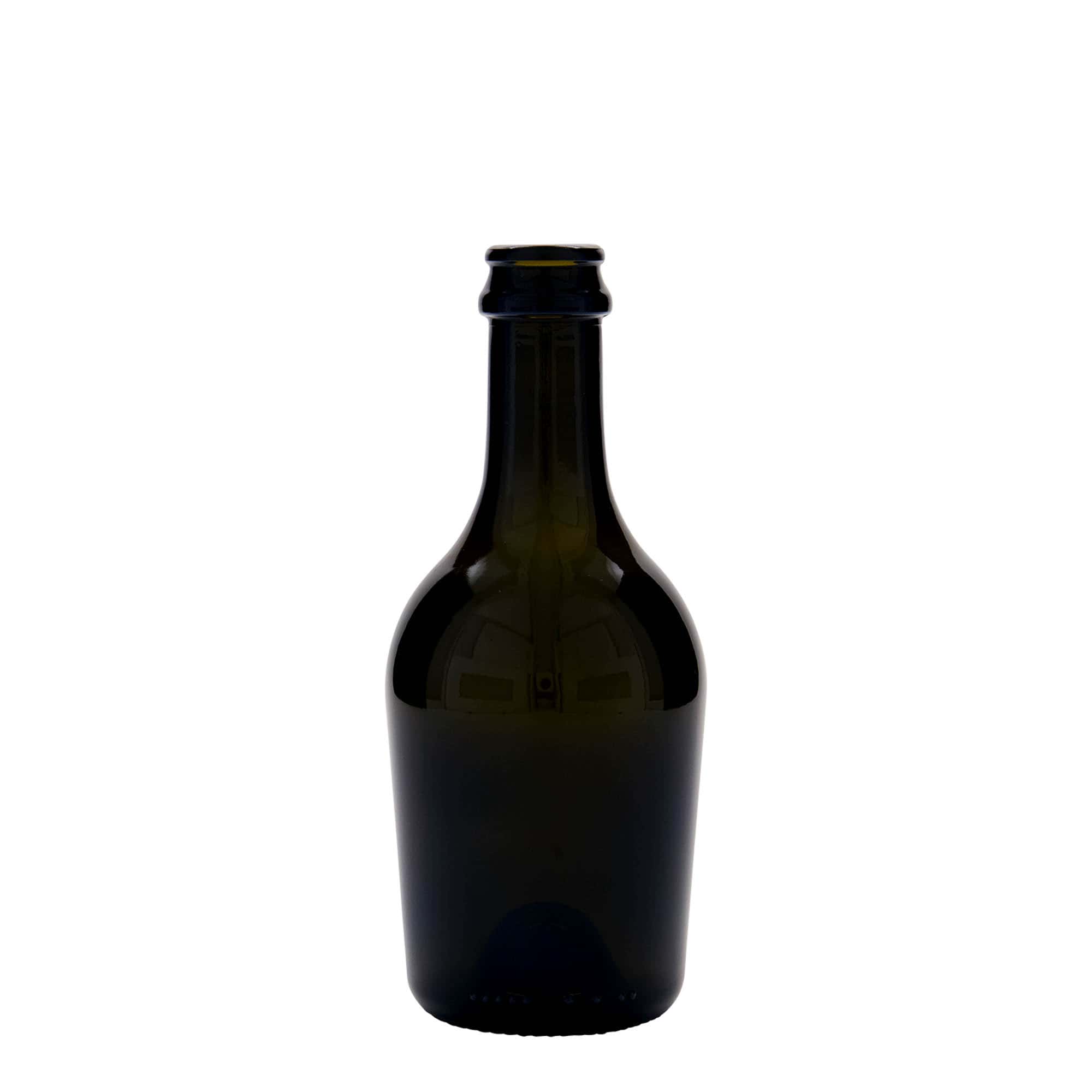 330 ml flaša za pivo/šampanjac 'Butterfly', staklo, antikno zeleno, otvor: krunski čep