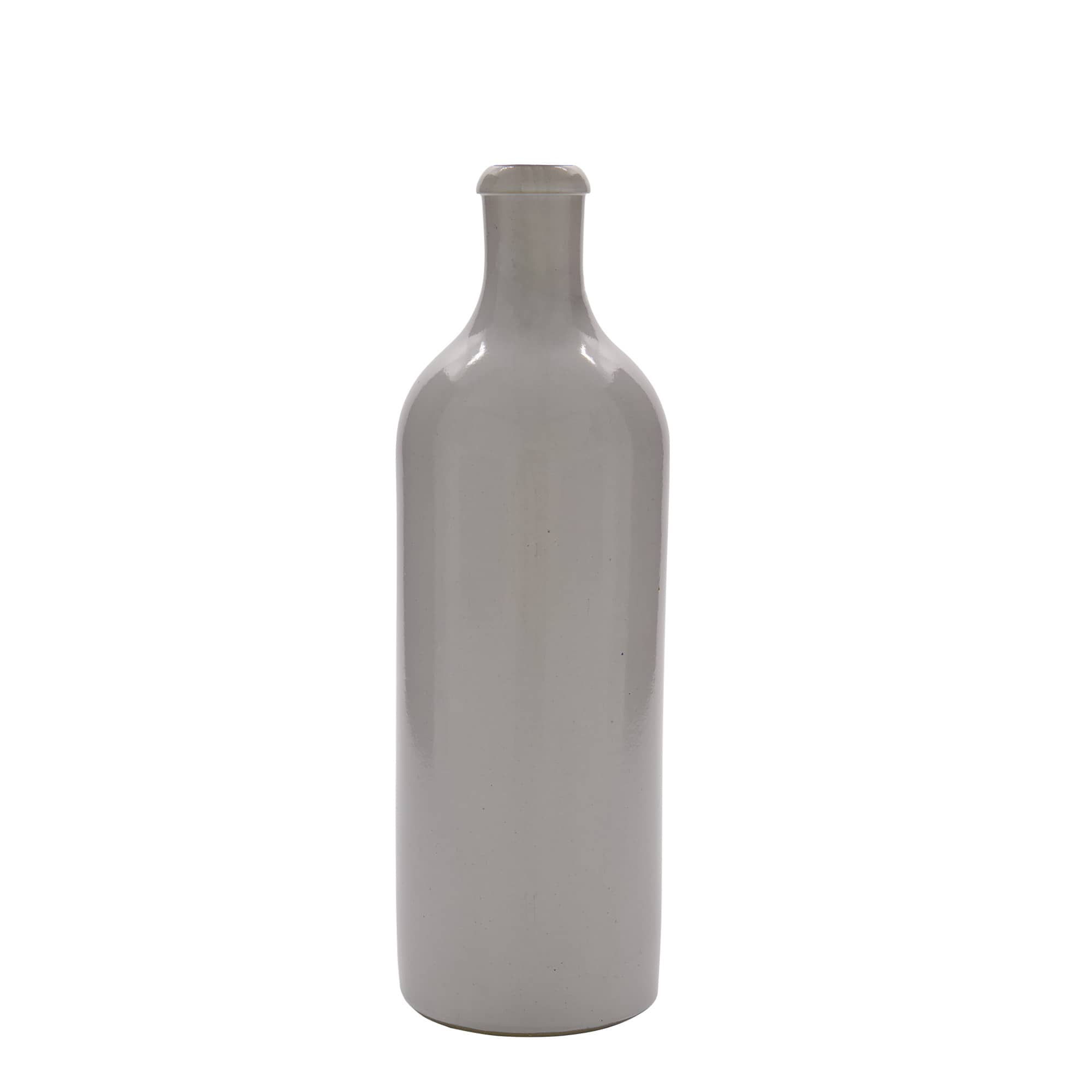 750 ml glineni vrč, kamenina, beo, otvor: zatvarač sa kopčom