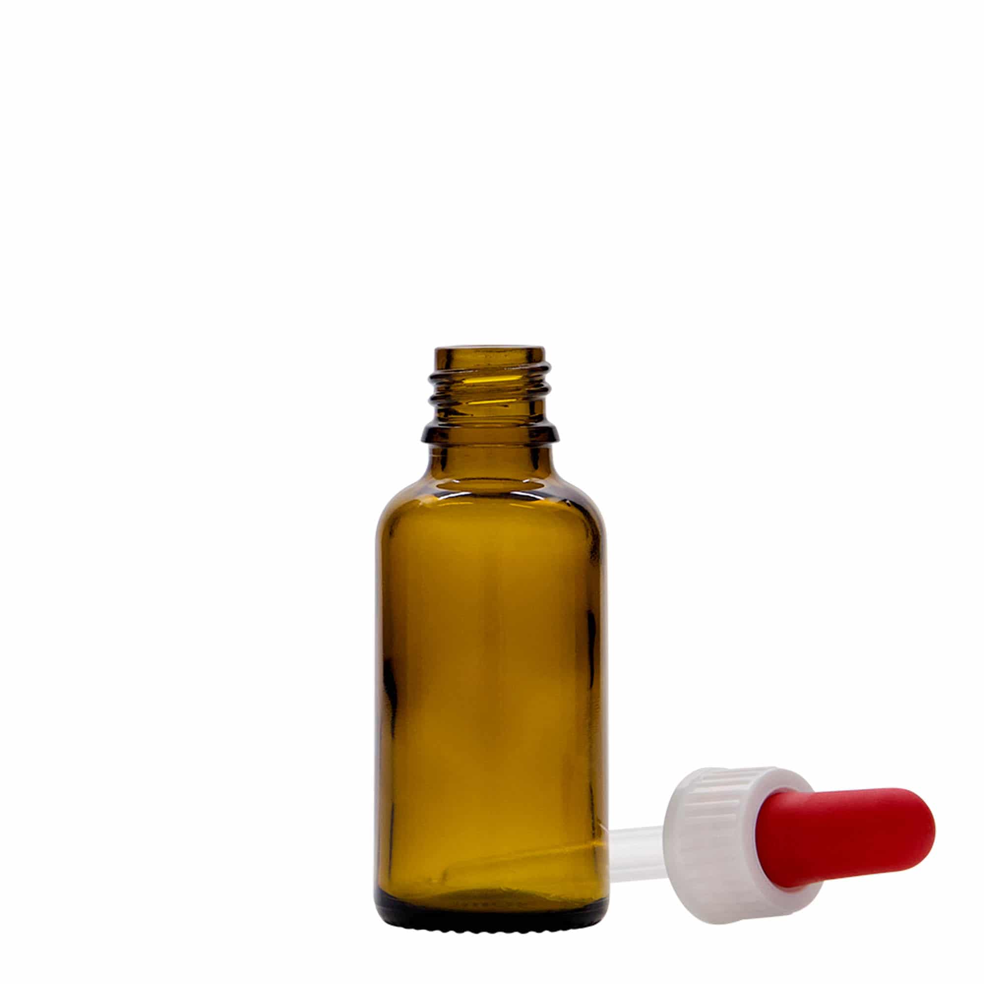 30 ml bočica sa pipetom, medicinska, staklena, braon, grlo: DIN 18