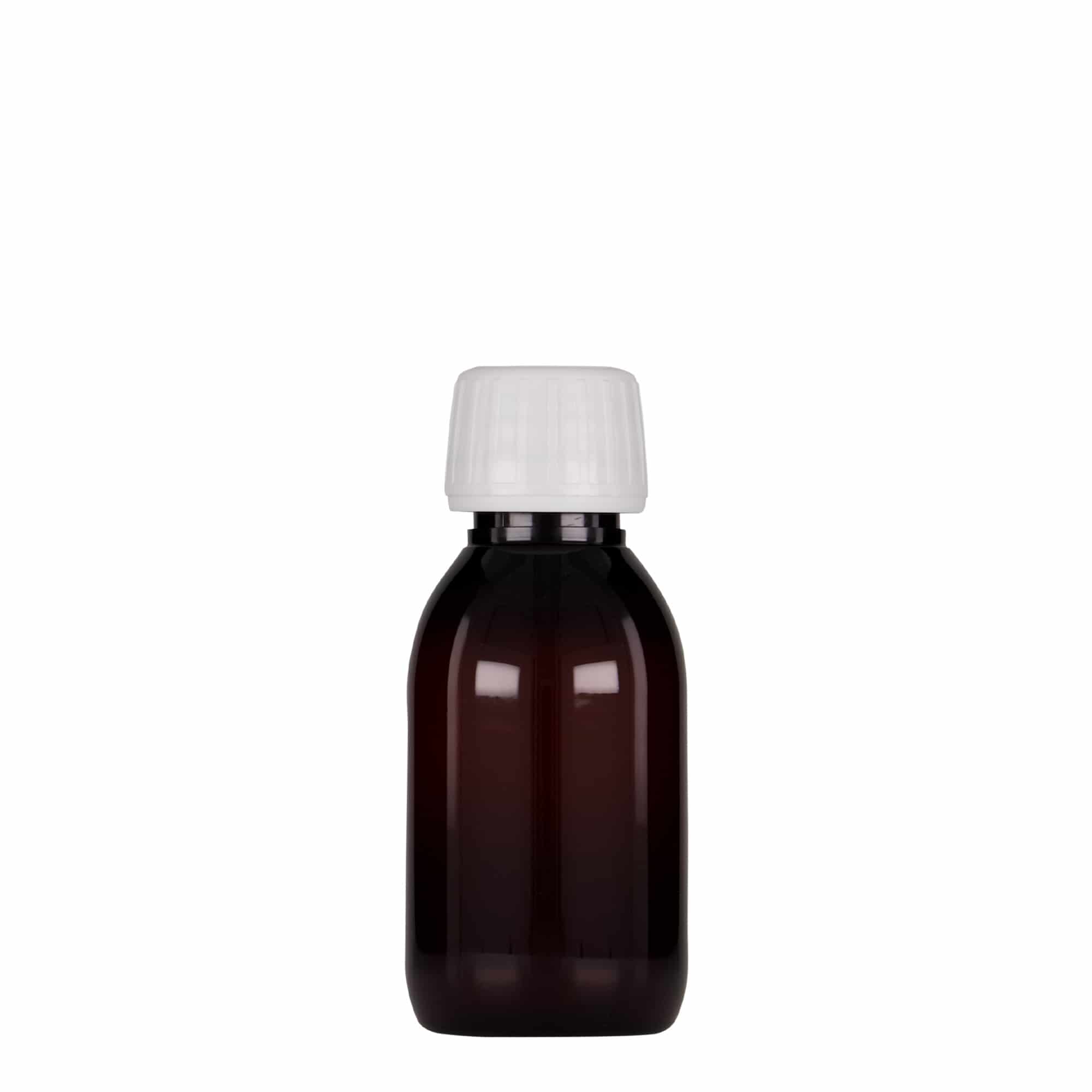 100 ml PET medicinska flaša, braon, plastika, grlo: PP 28