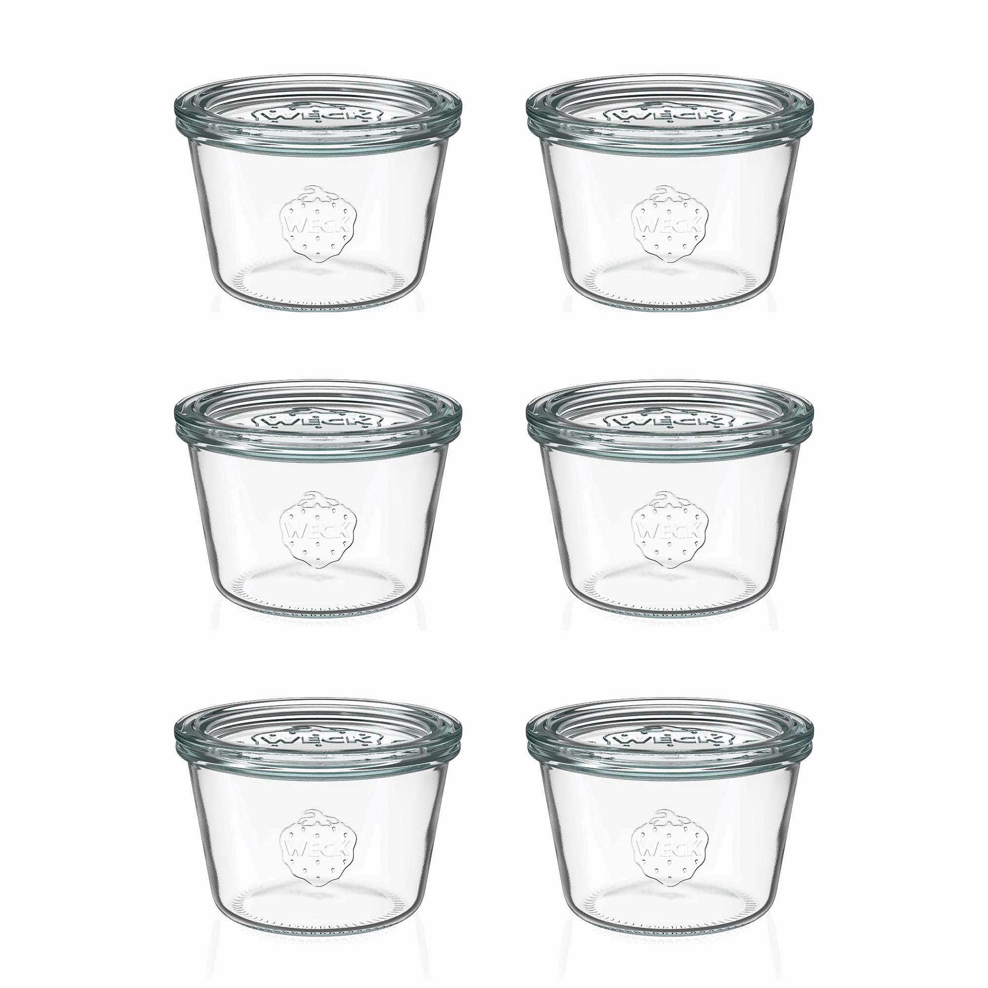 6x 370 ml WECK staklena tegle sa širokim otvorom sa staklenim poklopcem RR 100