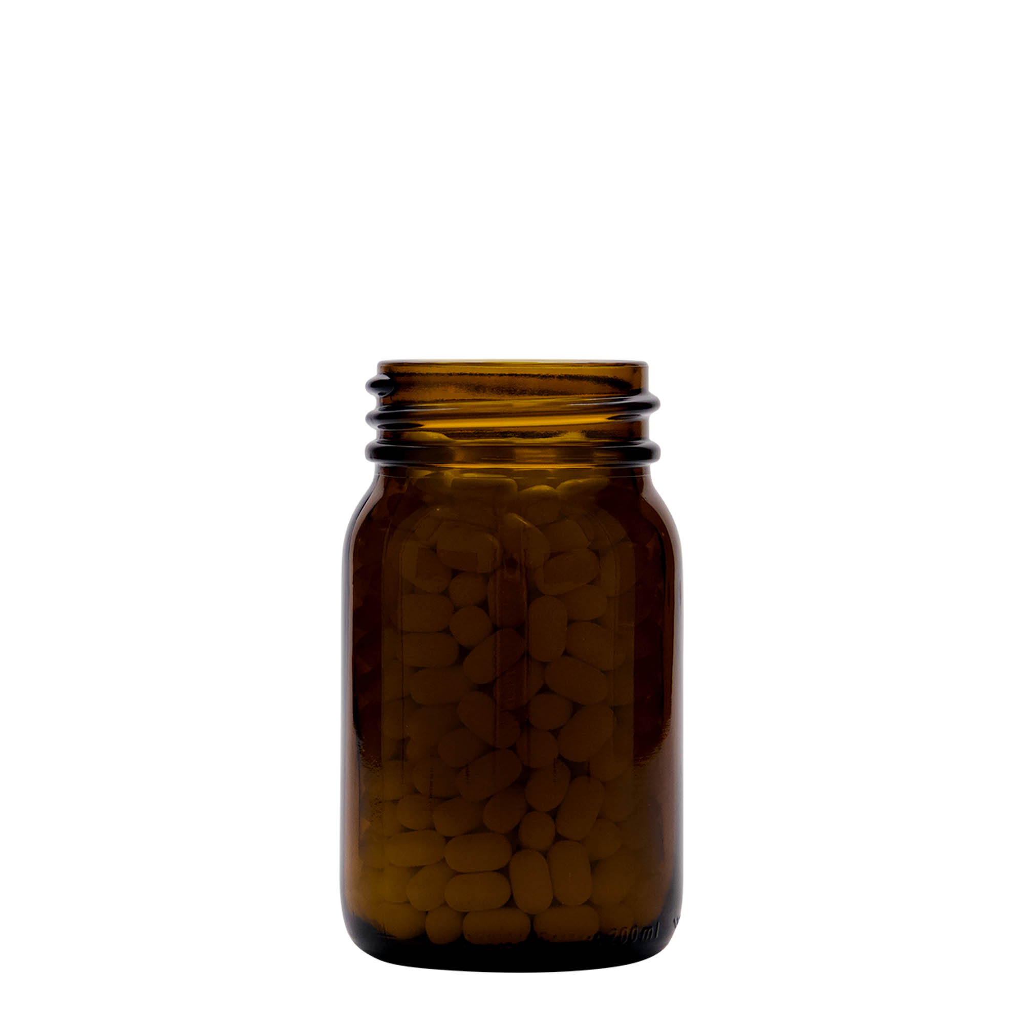 200 ml staklena teglu širokog grla, braon, otvor: DIN 55