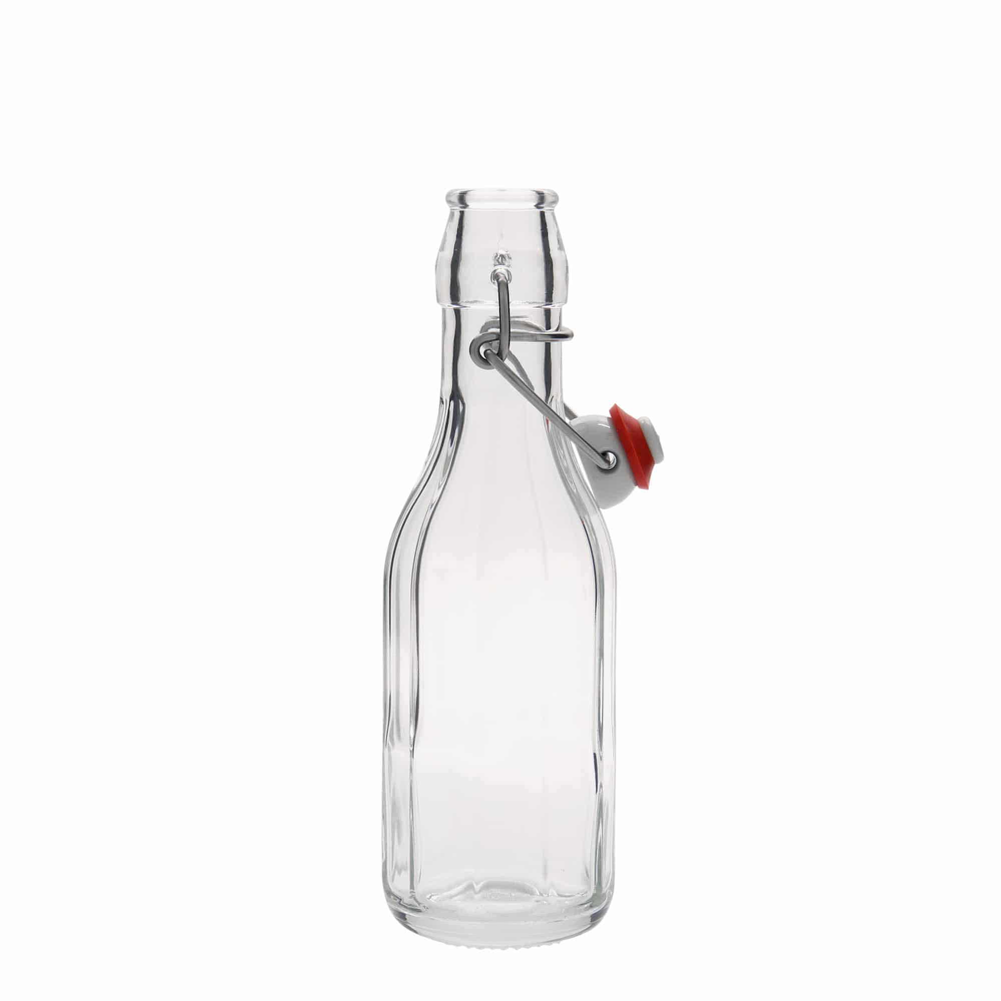 250 ml staklena flaša 'Bravo', desetougaona, otvor: preklopni zatvarač