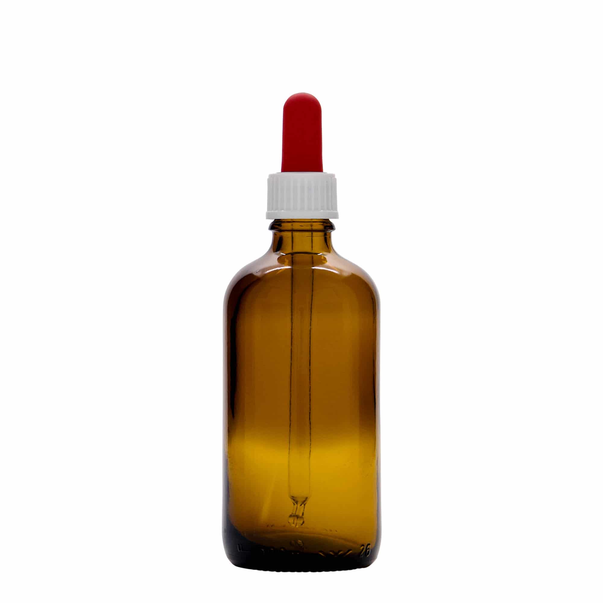 100 ml bočica sa pipetom, medicinska, staklena, braon-crvena, grlo: DIN 18