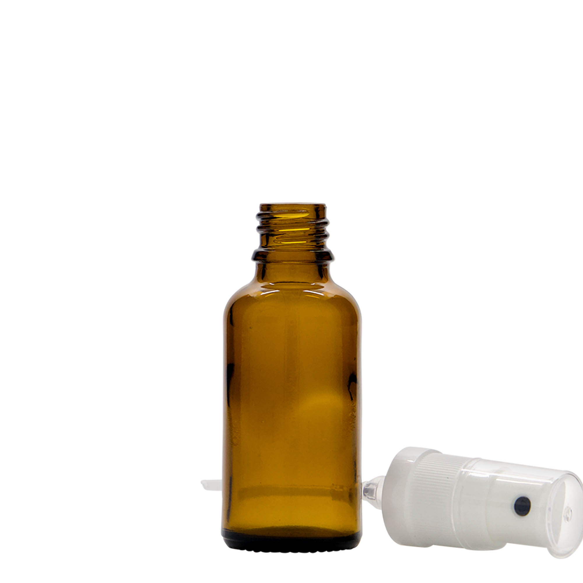 30 ml bočica sa raspršivačem, medicinska, staklena, braon, otvor: DIN 18 30 ml bočica sa raspršivačem, medicinska, staklena, braon, otvor: DIN 18