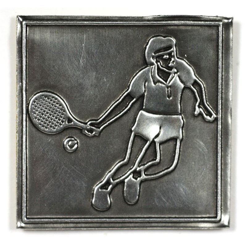 Limena etiketa 'Teniser', kvadratna, metal, srebrna Limena etiketa 'Teniser', kvadratna, metal, srebrna