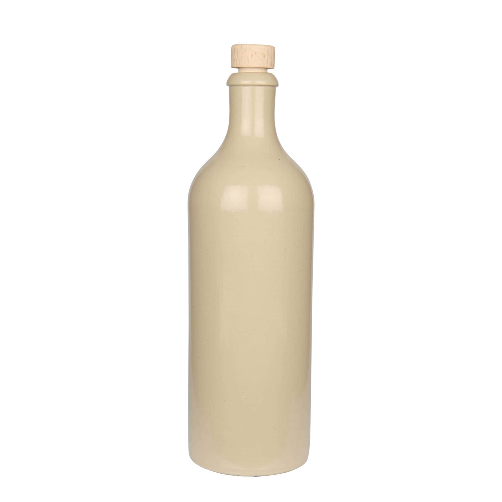 750 ml glineni vrč, kamenina, bež, otvor: plutani čep
