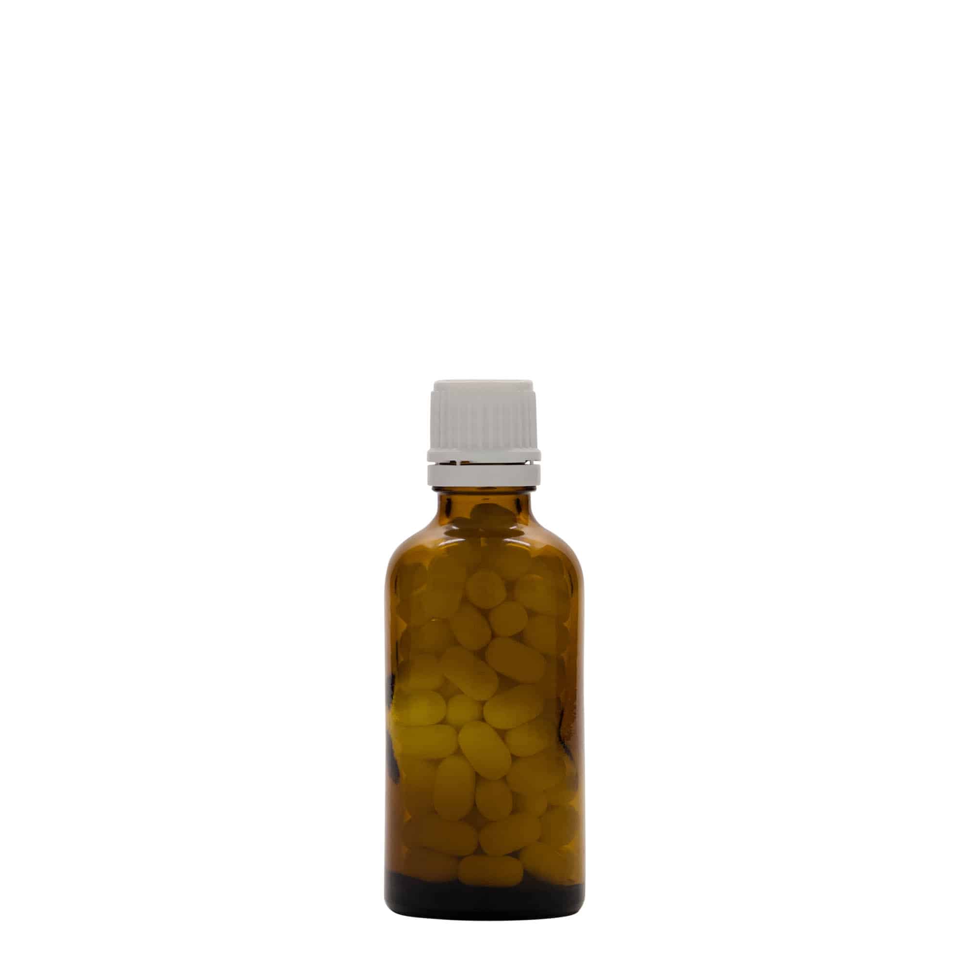 50 ml medicinska bočica, staklena, braon, otvor: DIN 18