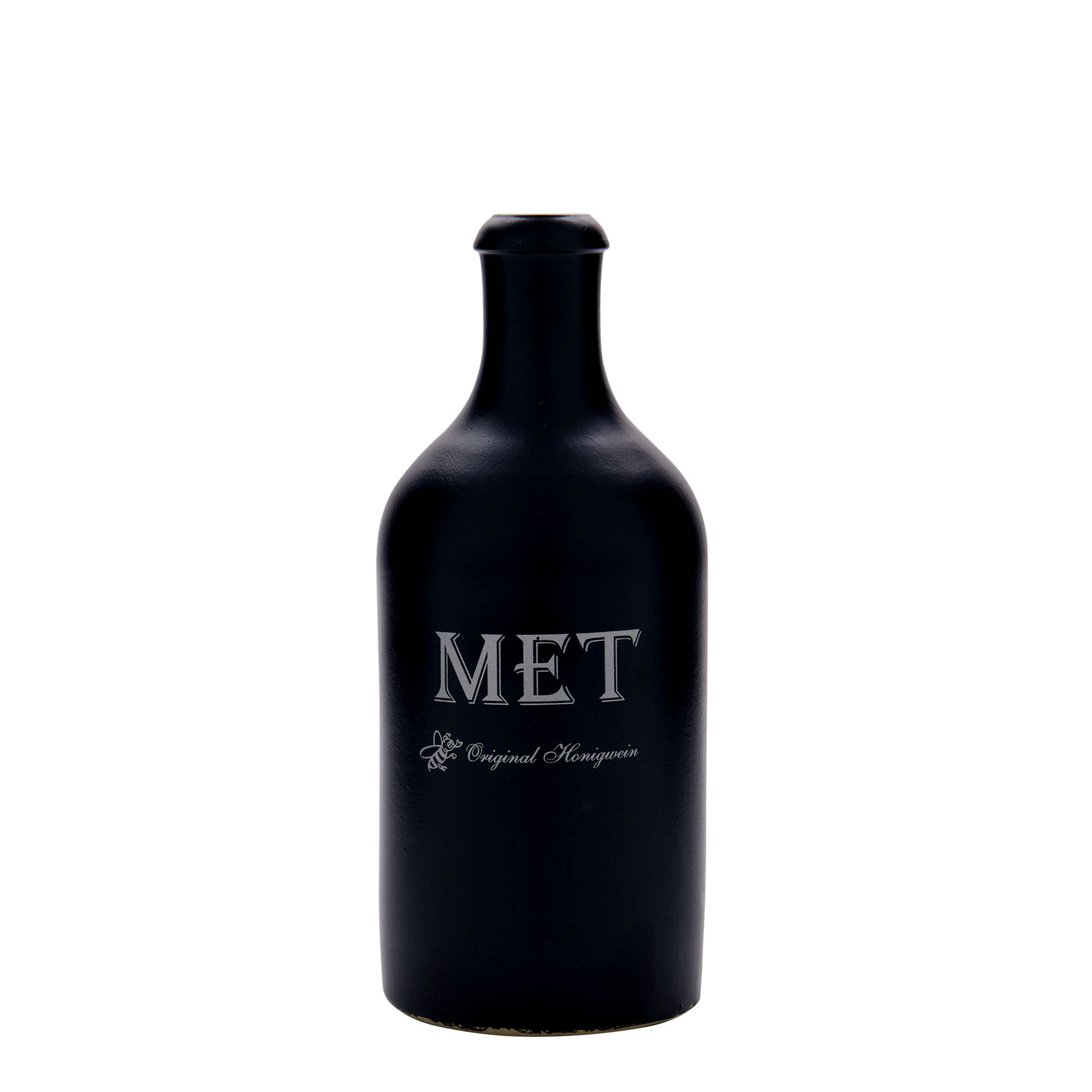 500 ml glineni vrč, motiv: medovina, kamenina, crna, otvor: pluta