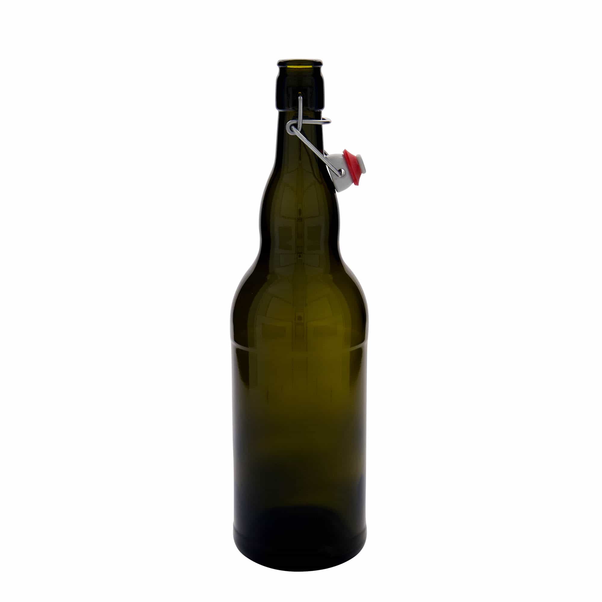 1.000 ml flaša za pivo Belgija, staklo, antikno zelena, otvor: zatvarač sa kopčom