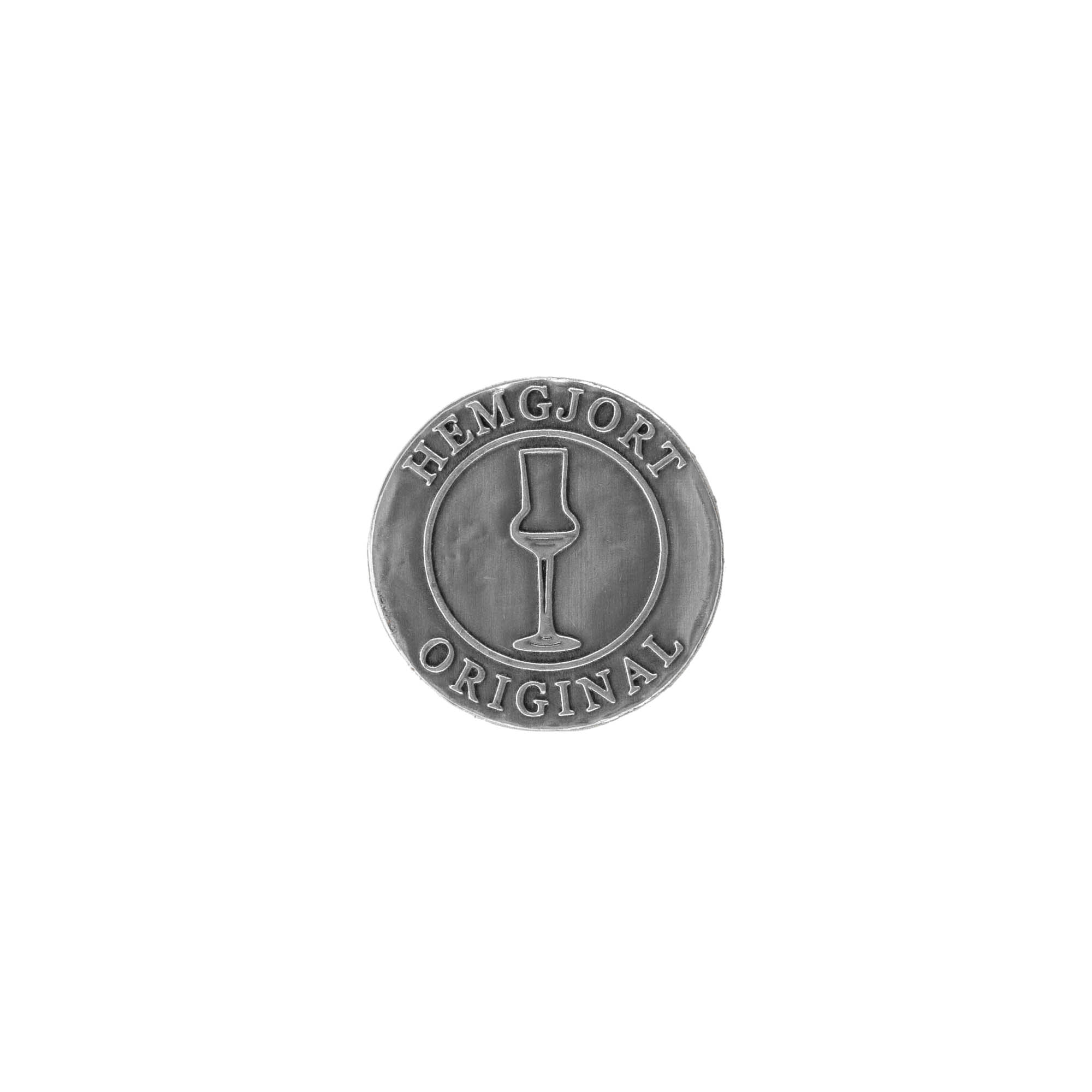 Metalna etiketa 'Hemgjort Original', okrugla, srebrna Metalna etiketa 'Hemgjort Original', okrugla, srebrna