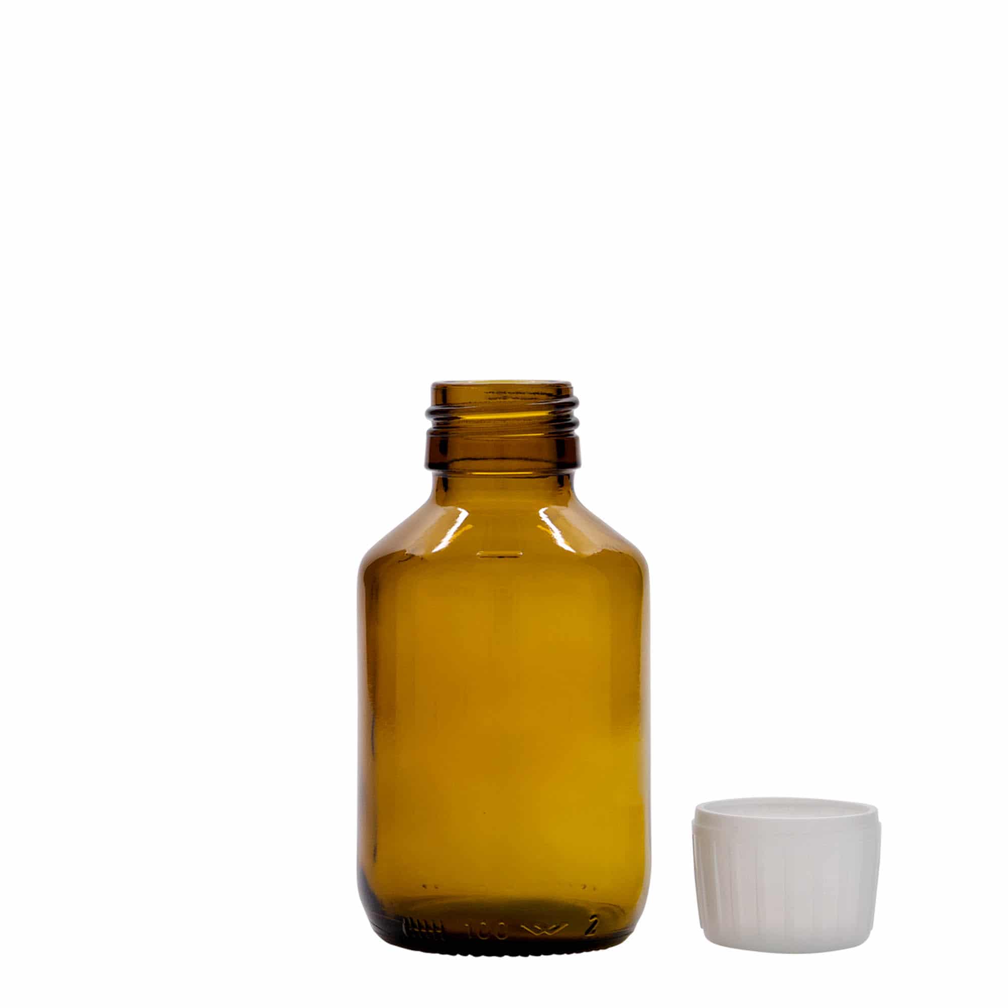 Medicinska boca od 100 ml, braon, staklo, otvor: PP 28