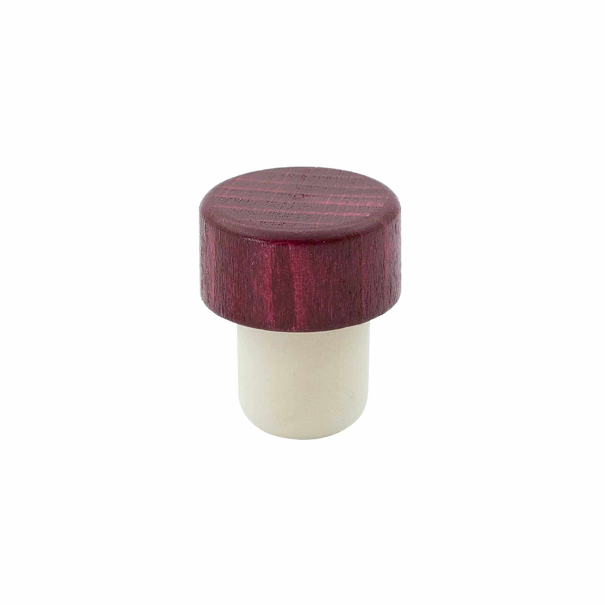 Čep sa glavom od 19 mm, drvo, bordo crvena, za otvor: Plutani čep Čep sa glavom od 19 mm, drvo, bordo crvena, za otvor: Plutani čep