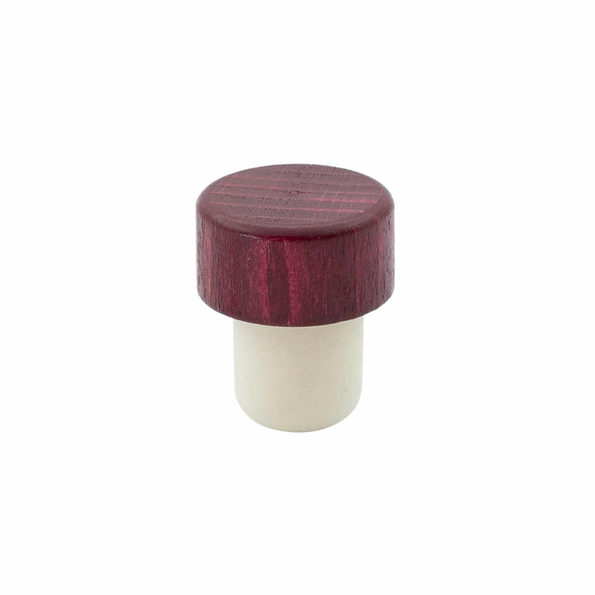 Čep sa drškom 19 mm, drvo/plastika, bordo crvena, za otvor: čep