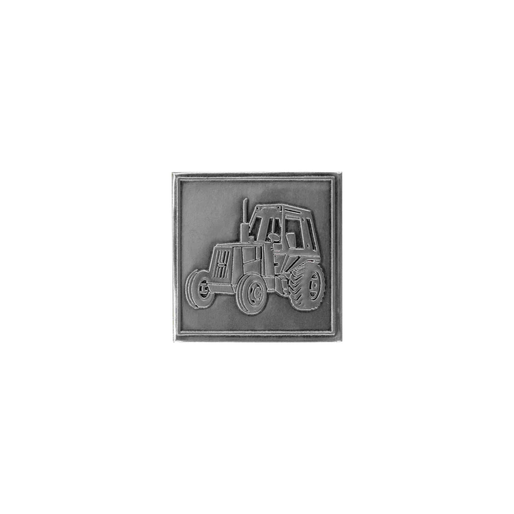 Limena etiketa 'Traktor', kvadratna, metal, srebrna Limena etiketa 'Traktor', kvadratna, metal, srebrna