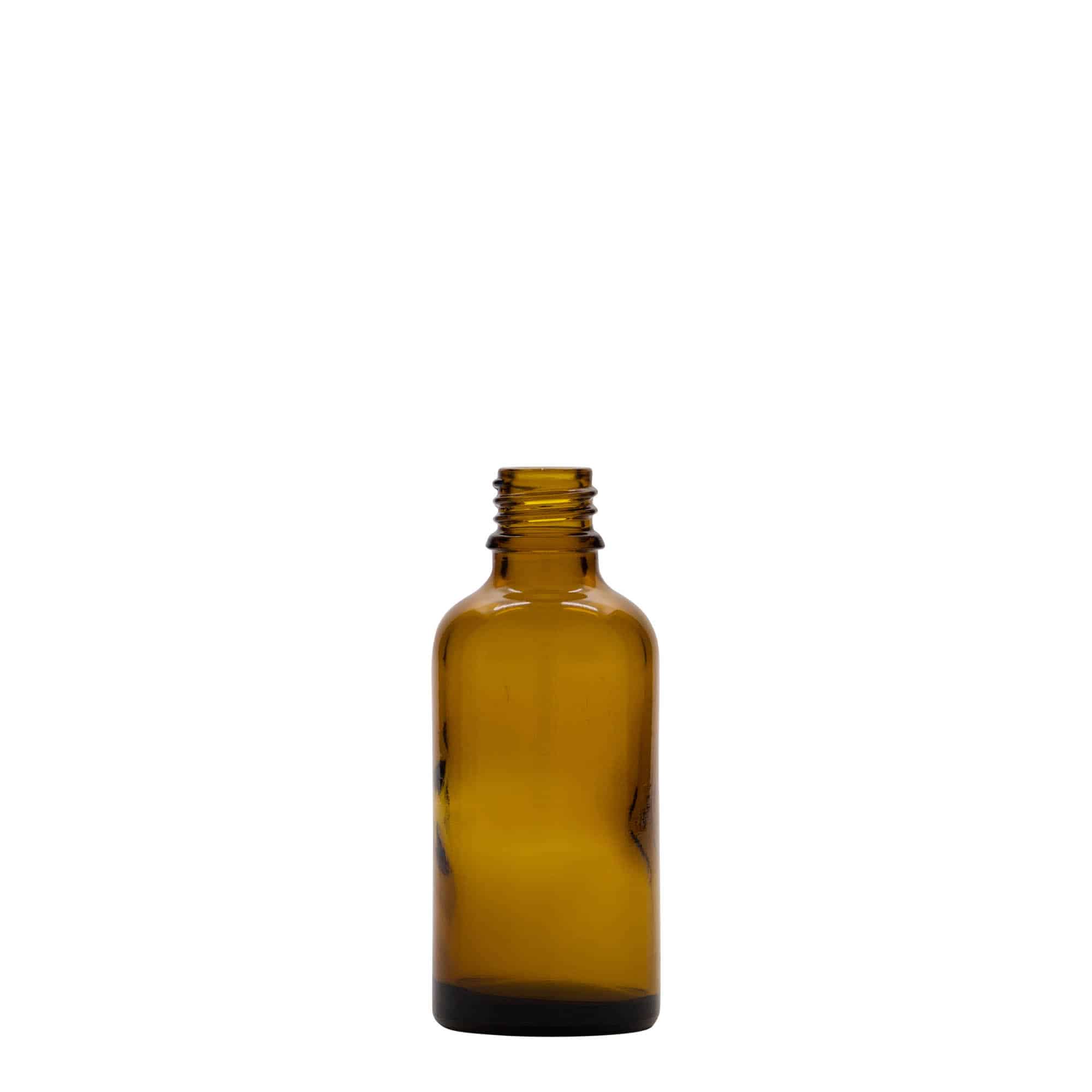 Medicinska boca od 50 ml, staklo, braon, otvor: DIN 18 Medicinska boca od 50 ml, staklo, braon, otvor: DIN 18