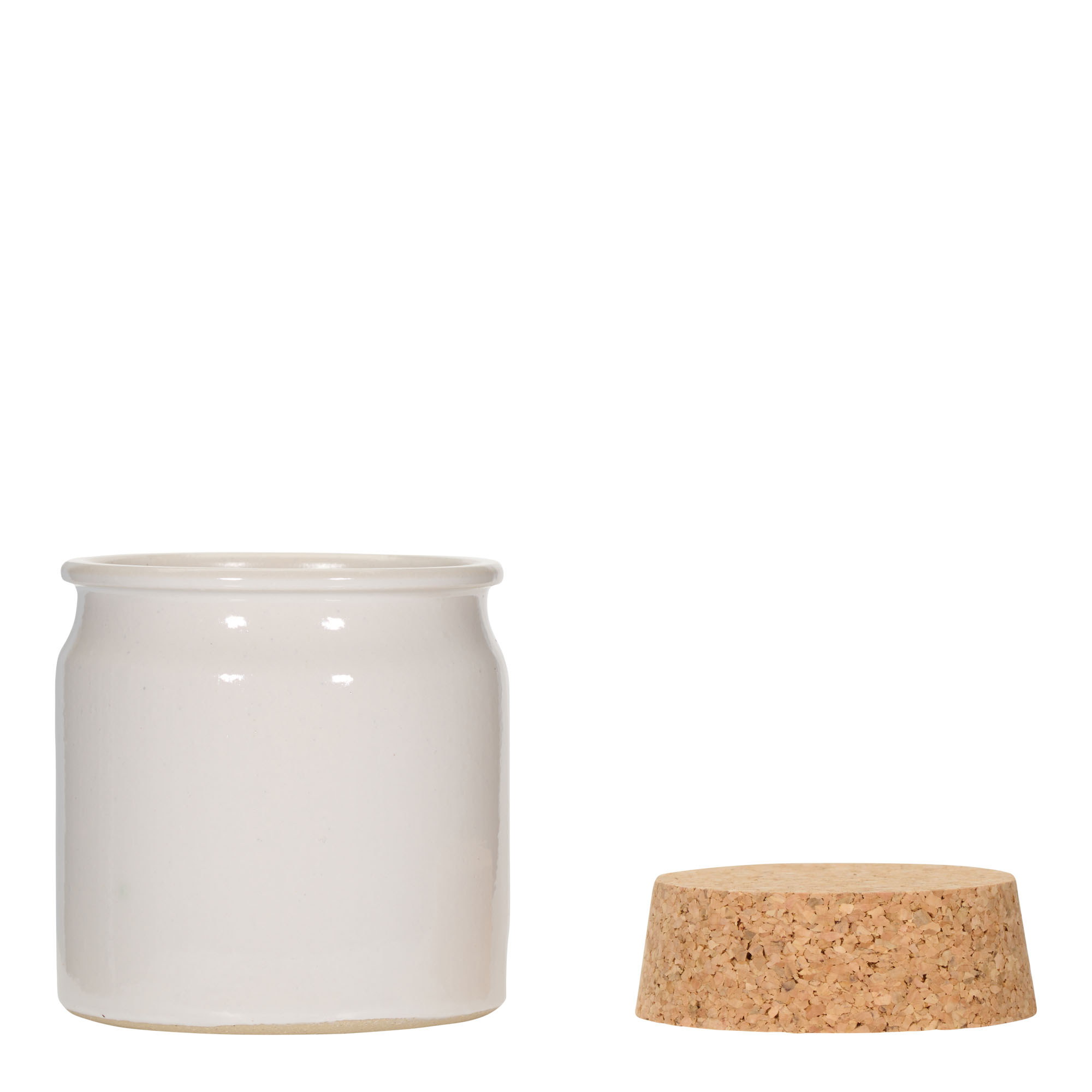 160 ml lonac od kamenine, keramika, beo, otvor: pluta