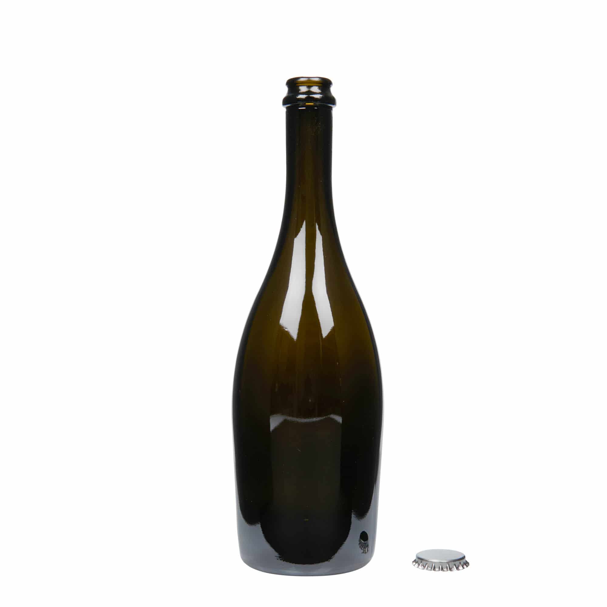 750 ml flaša šampanjca 'Carmen', staklo, antikno zeleno, otvor: krunski čep