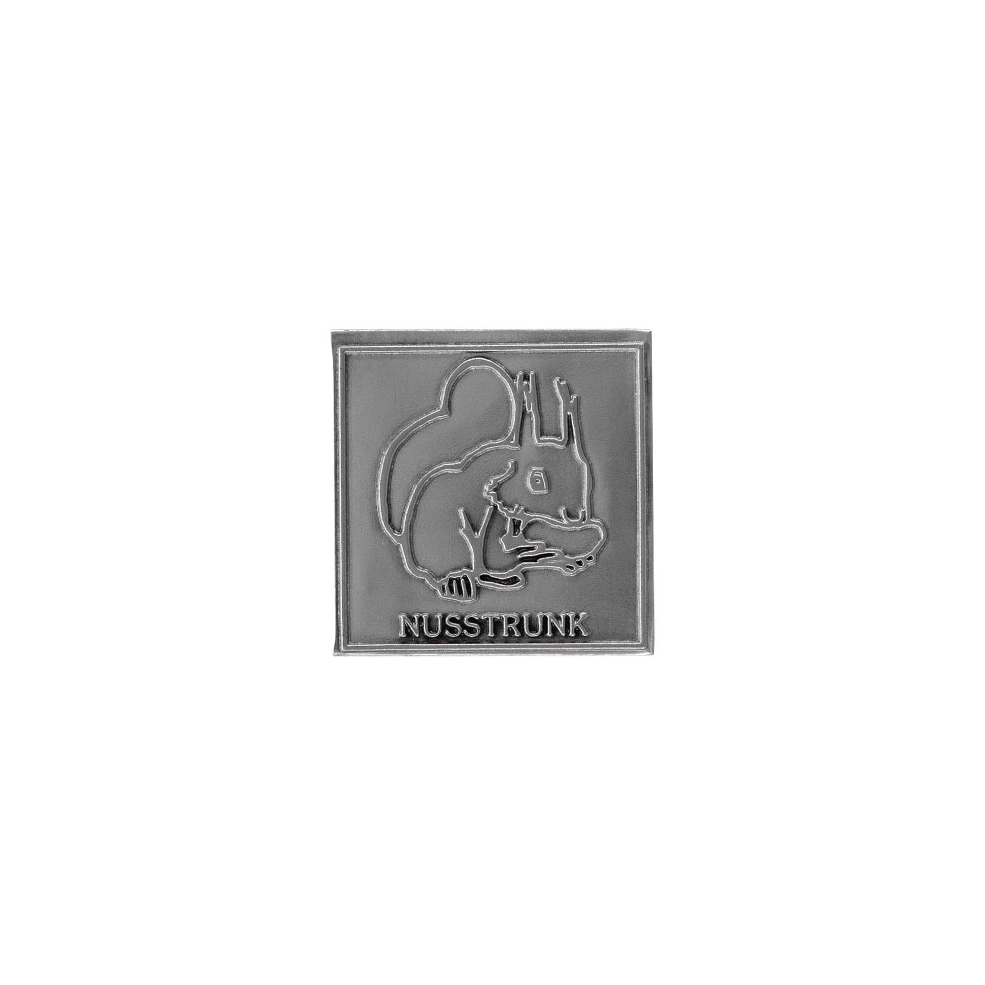 Metalna etiketa "Nusstrunk", kvadratna, srebrna Metalna etiketa "Nusstrunk", kvadratna, srebrna