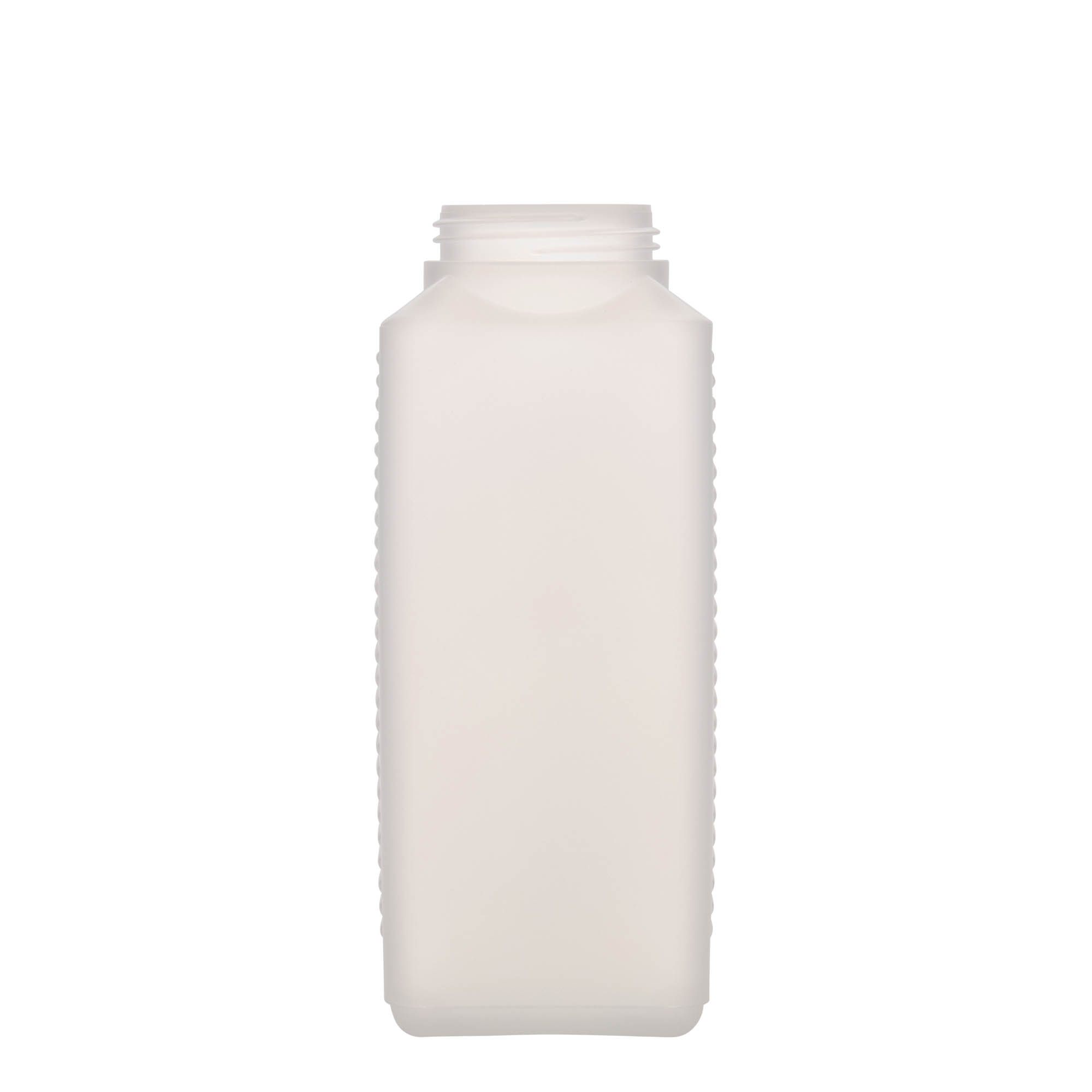 1.000 ml flaša širokog grla, pravougaona, HDPE-plastika, prirodna, otvor: DIN 60 EPE