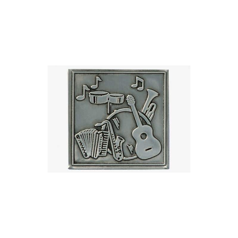Limena etiketa 'Muzika', kvadratna, metal, srebrna Limena etiketa 'Muzika', kvadratna, metal, srebrna