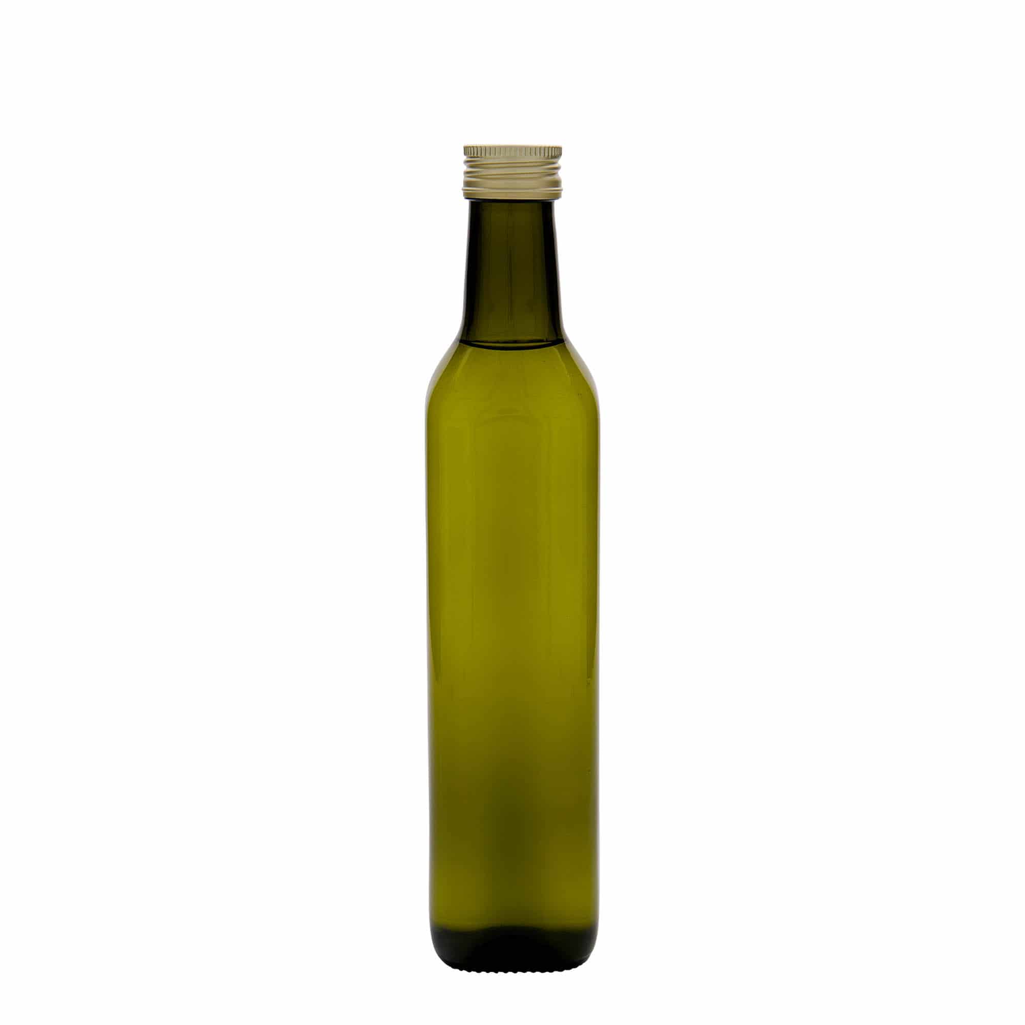 Staklena boca od 500 ml 'Marasca', kvadratna, antik zelena, otvor: PP 31,5