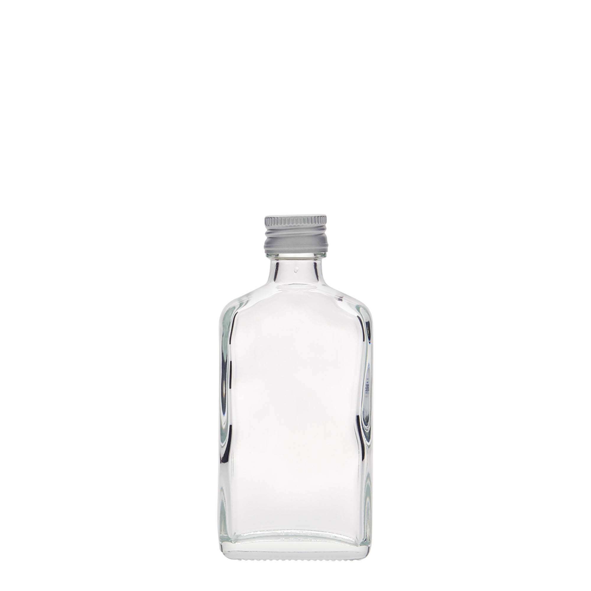 50 ml bočica za džep, pravougaona, staklena, grlo: PP 18 50 ml bočica za džep, pravougaona, staklena, grlo: PP 18