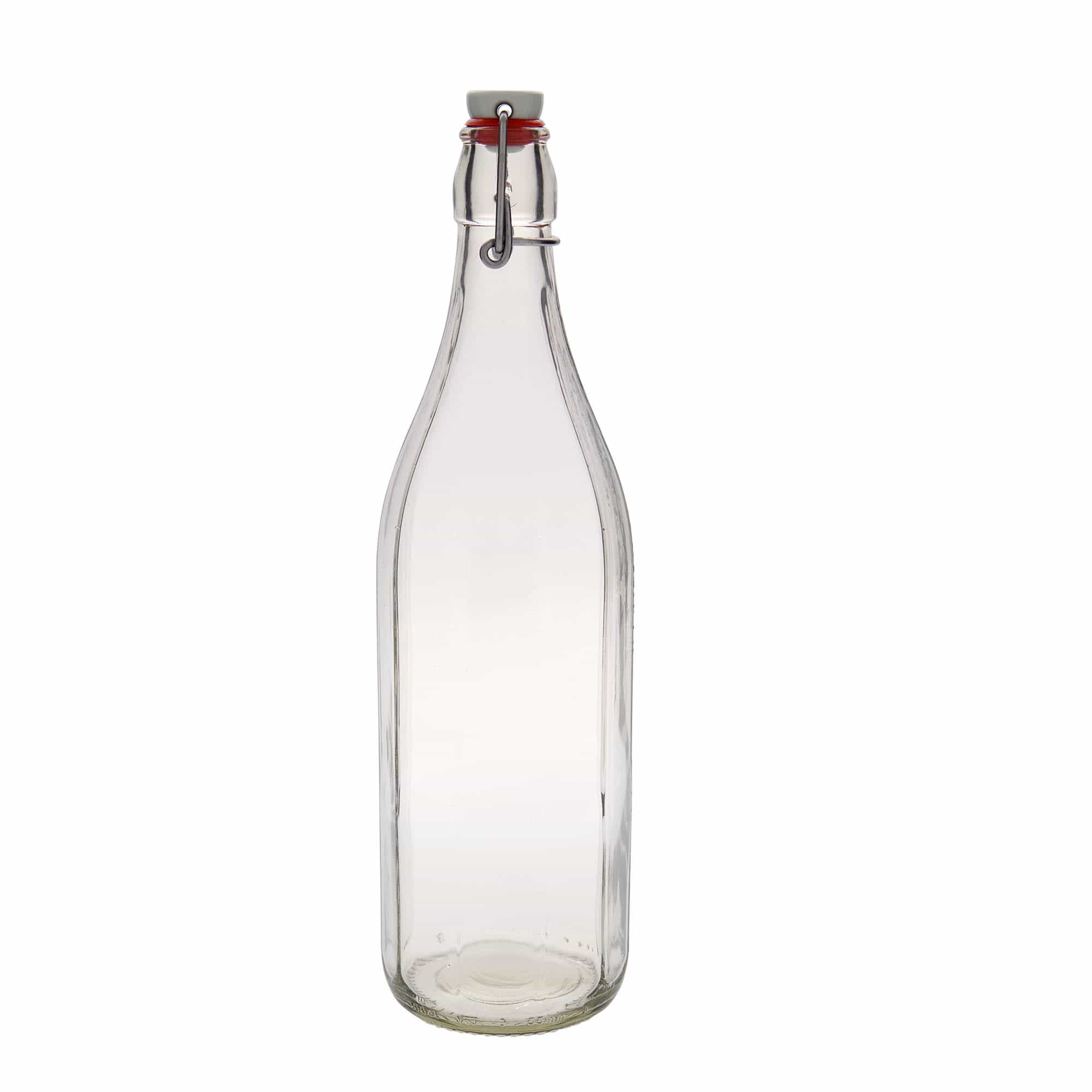 1.000 ml staklena boca 'Bravo' #, desetostrana, otvor: zatvarač sa kopčom