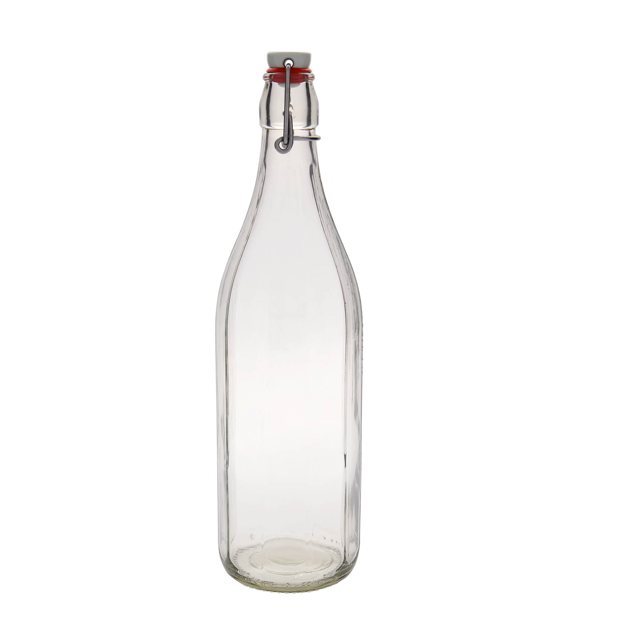 1.000 ml staklena boca 'Bravo' #, desetostrana, otvor: zatvarač sa kopčom