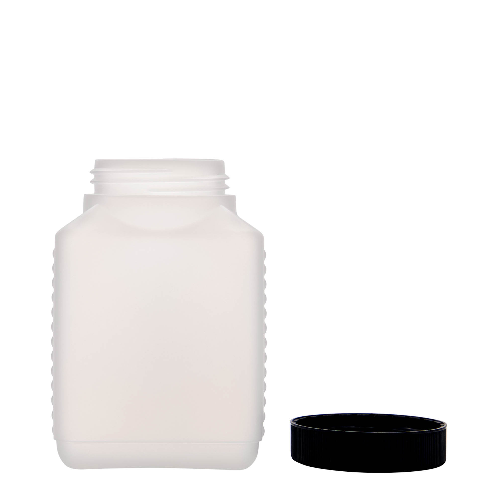 500 ml boca sa širokim grlom, pravougaona, HDPE plastika, prirodna boja, otvor: DIN 60 EPE 500 ml boca sa širokim grlom, pravougaona, HDPE plastika, prirodna boja, otvor: DIN 60 EPE