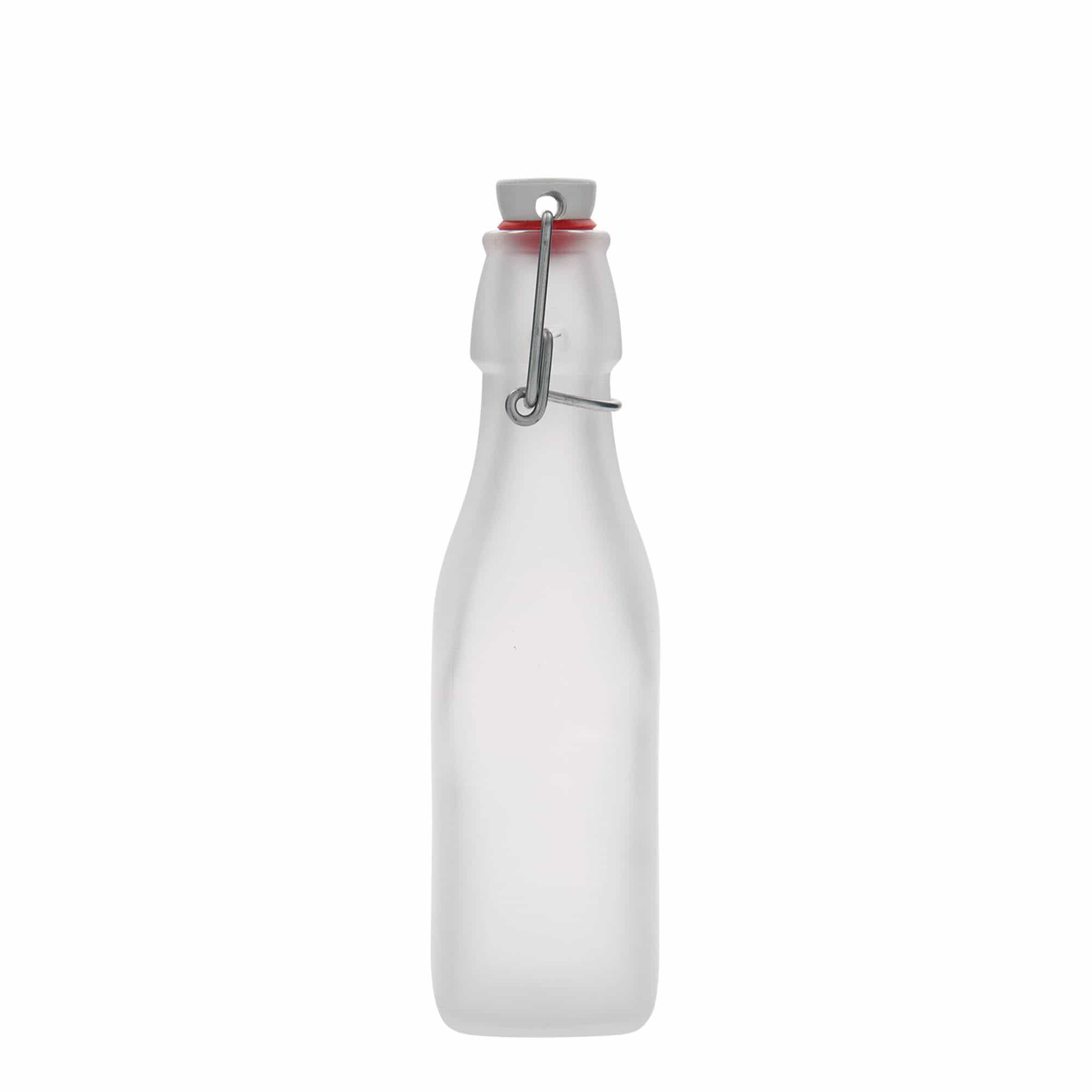 250 ml staklena boca 'Swing, kvadratna, bela, otvor: kopča za zatvaranje