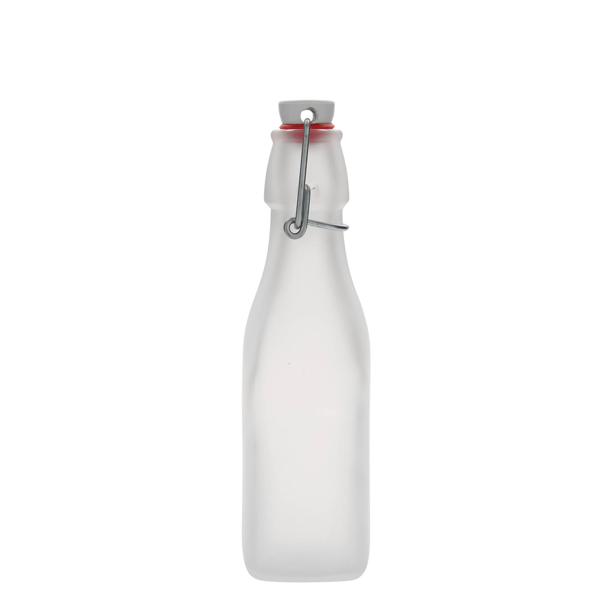 250 ml staklena boca 'Swing, kvadratna, bela, otvor: kopča za zatvaranje