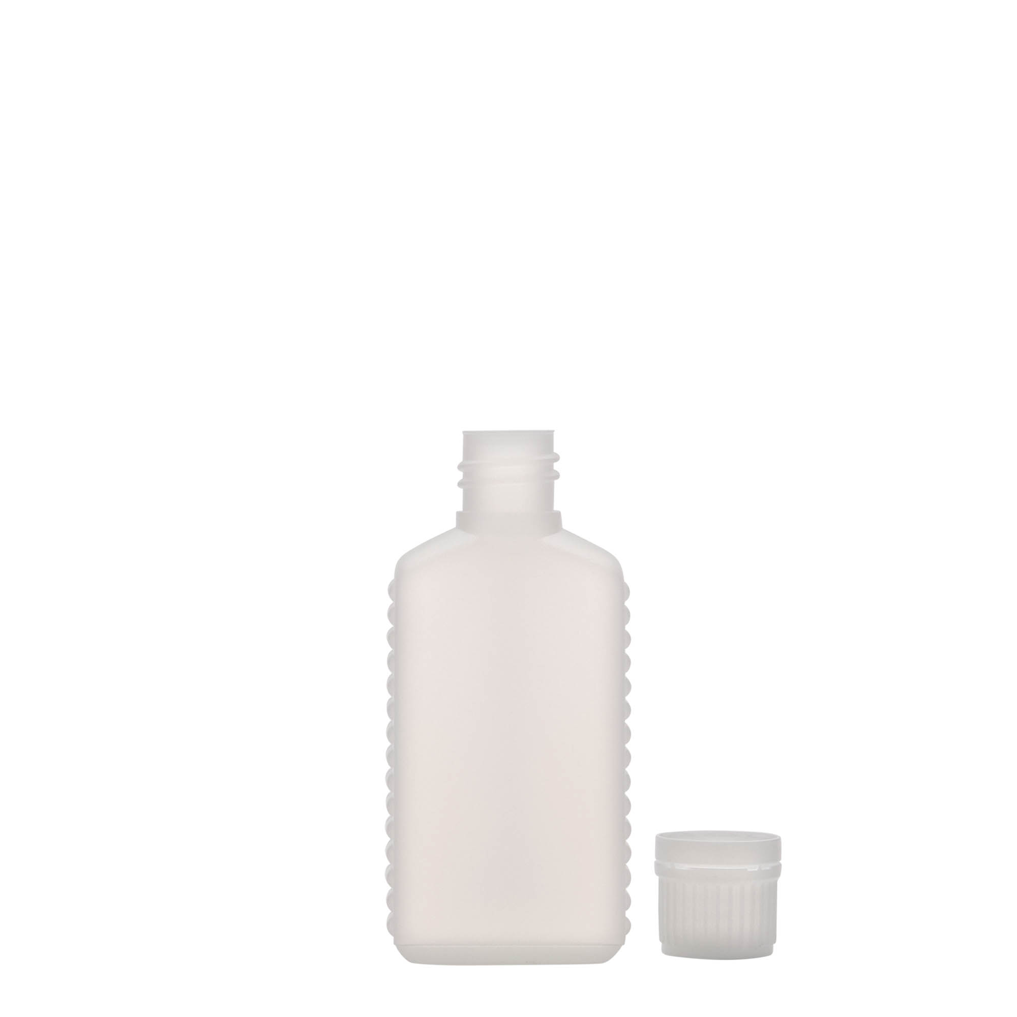 50 ml kanister boca uskog grla, pravougaona, HDPE plastika, prirodna, grlo: DIN 18 50 ml kanister boca uskog grla, pravougaona, HDPE plastika, prirodna, grlo: DIN 18