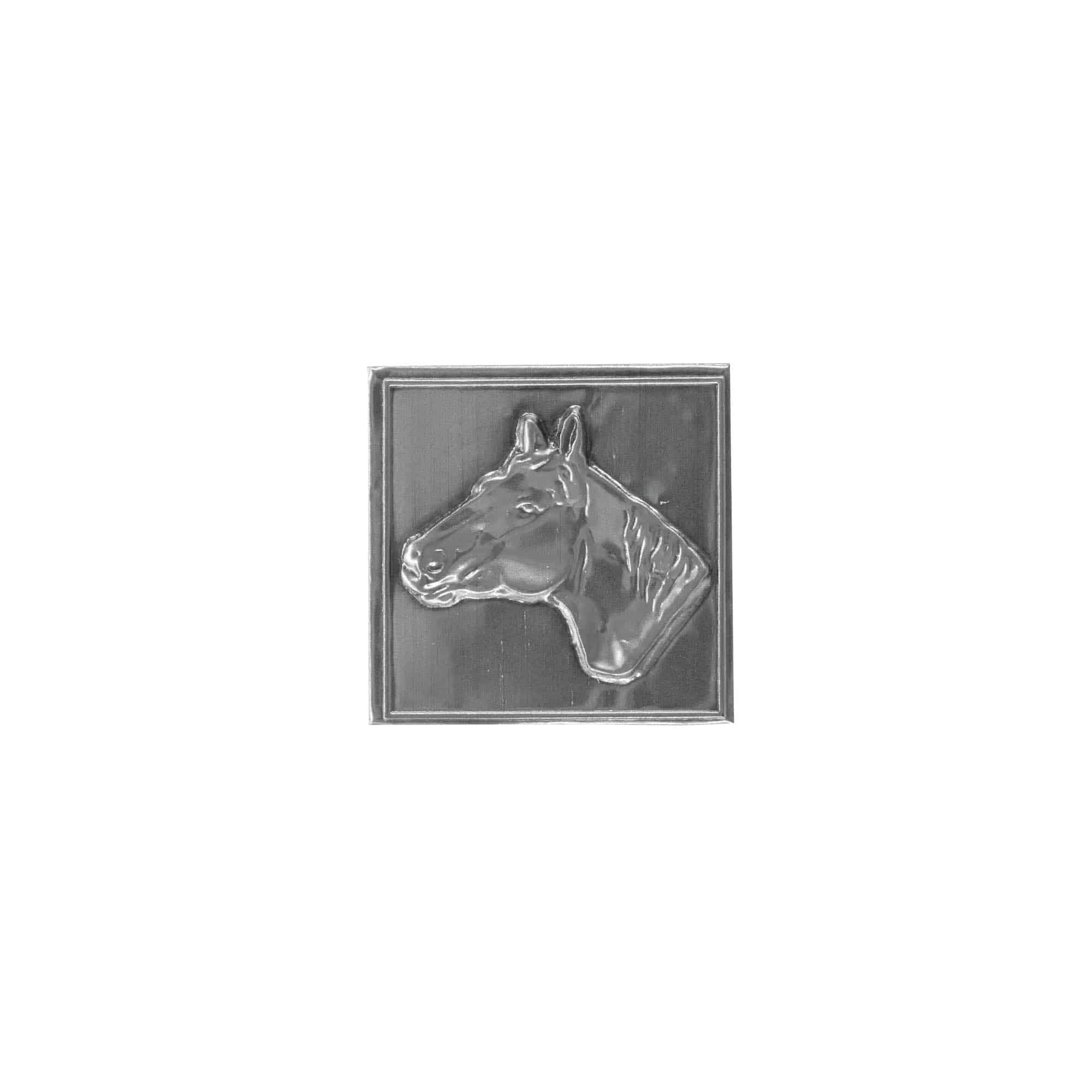 Limena etiketa 'Konj', kvadratna, metal, srebrna Limena etiketa 'Konj', kvadratna, metal, srebrna