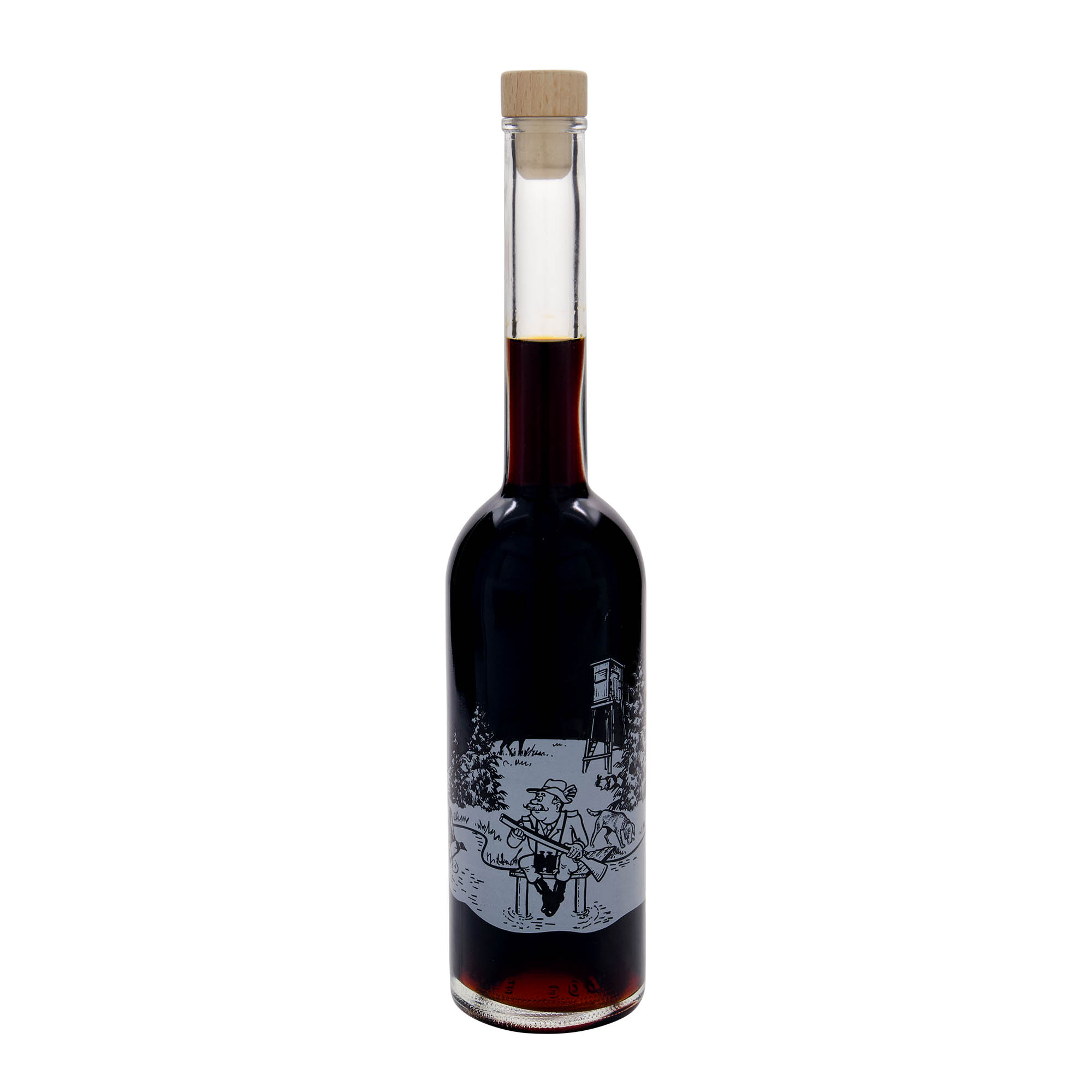 500 ml staklena flaša 'Opera', motiv: Lovac, čep na vrhu