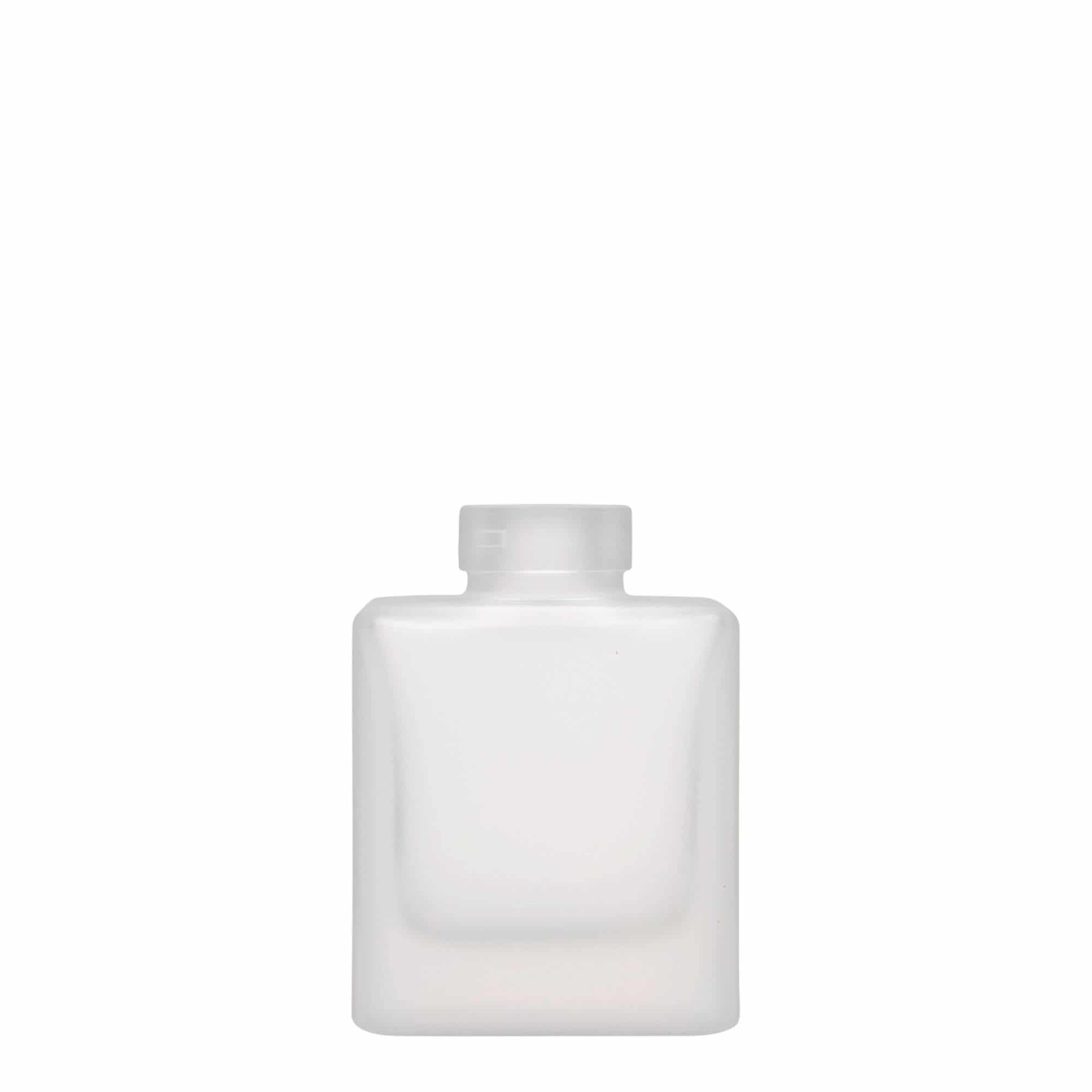 Staklena boca od 100 ml 'Cube', kvadratna, zaleđena, otvor: Plutani čep Staklena boca od 100 ml 'Cube', kvadratna, zaleđena, otvor: Plutani čep