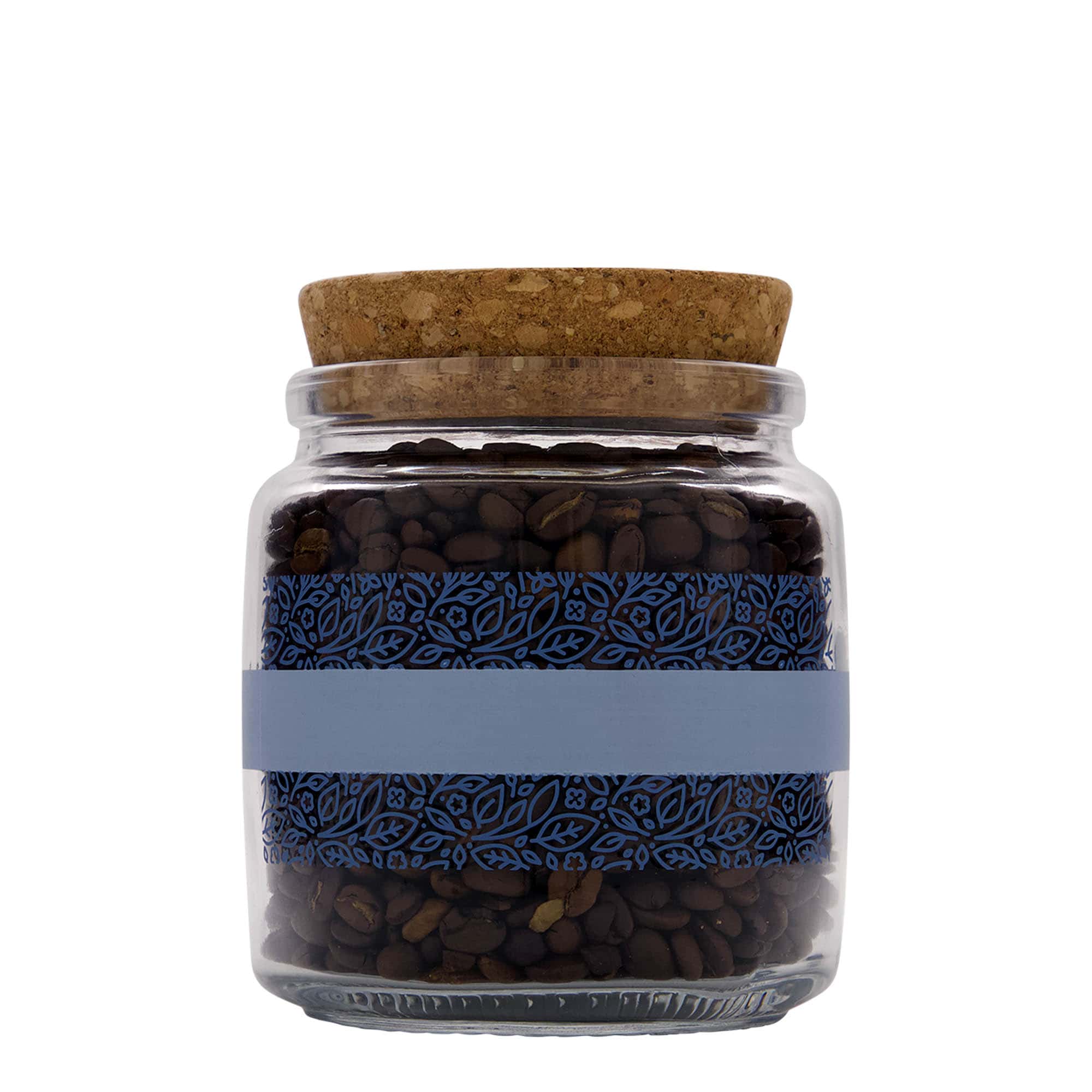 750 ml staklena boca sa čepom 'Giara', motiv: Naturalmente blu, otvor: čep