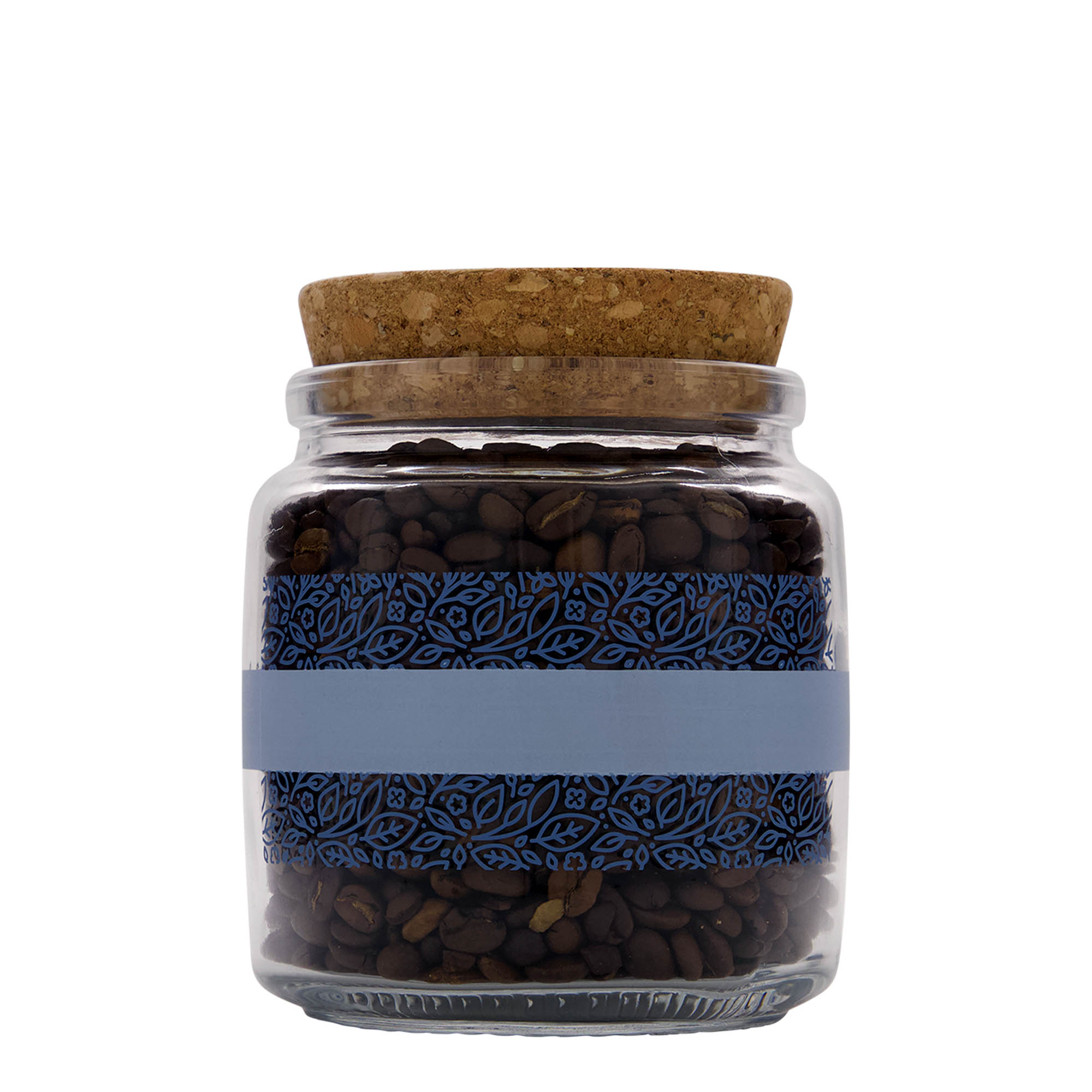 750 ml staklena boca sa čepom 'Giara', motiv: Naturalmente blu, otvor: čep