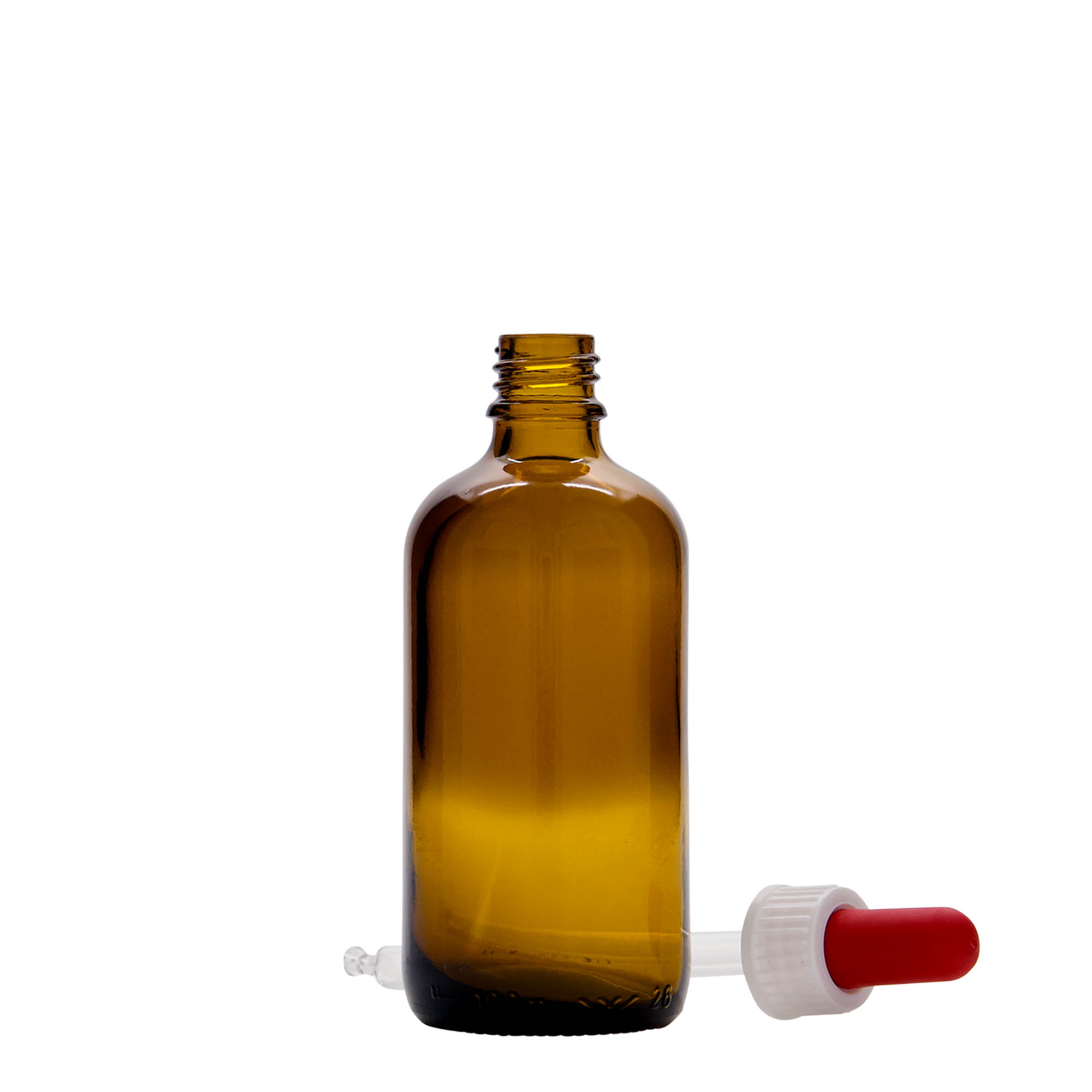 100 ml bočica sa pipetom, medicinska, staklena, braon-crvena, grlo: DIN 18