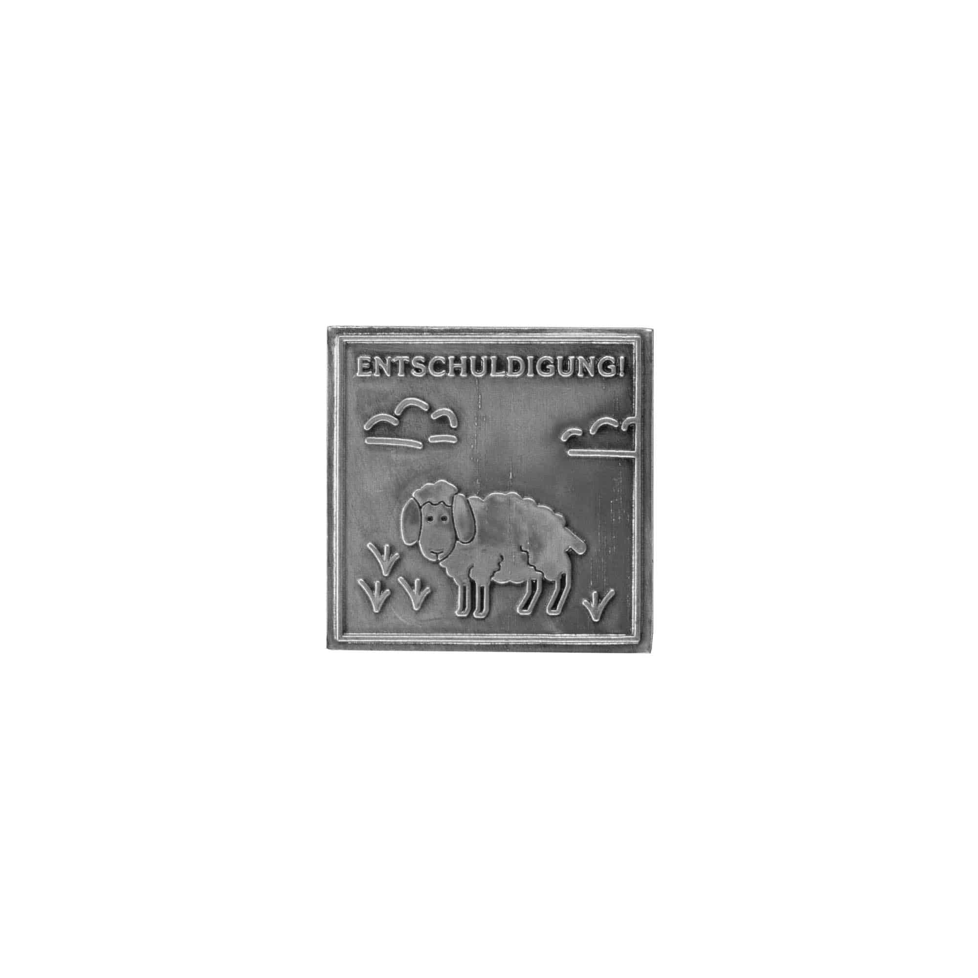 Limena etiketa 'Izvinjenje', kvadratna, metal, srebrna Limena etiketa 'Izvinjenje', kvadratna, metal, srebrna